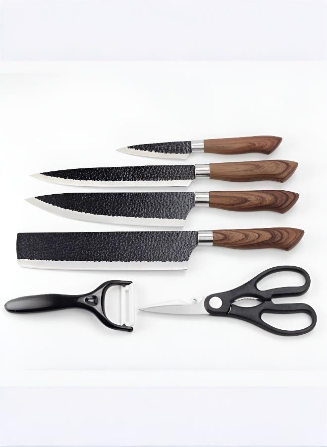 6-Piece Japanese Style Kitchen Knife Set with Block - Image 2